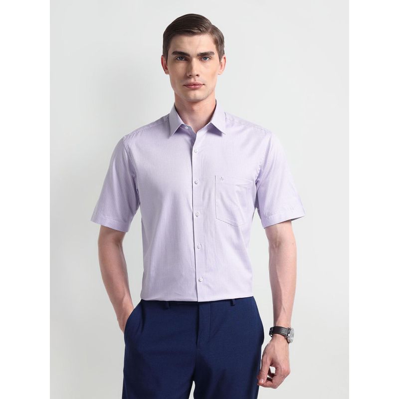 Arrow Short Sleeve Cotton Shirt Purple (40)