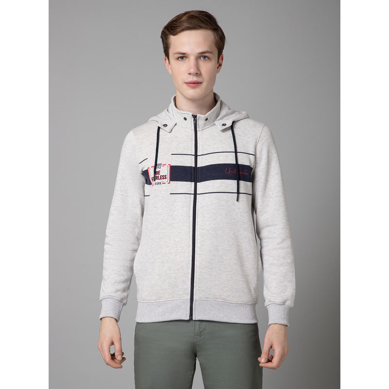 Cantabil Men's Grey Solid Hooded Neck Full Sleeve Casual Sweatshirt (M)