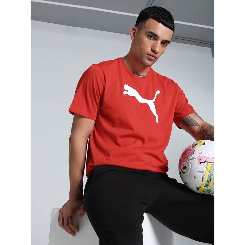 Puma Team Rise Logo Jersey Cotton Mens Red T-Shirt (XS)
