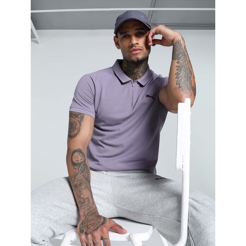 Puma Ess Raglan Sleeve Mens Lavender Polo T-Shirt (S)