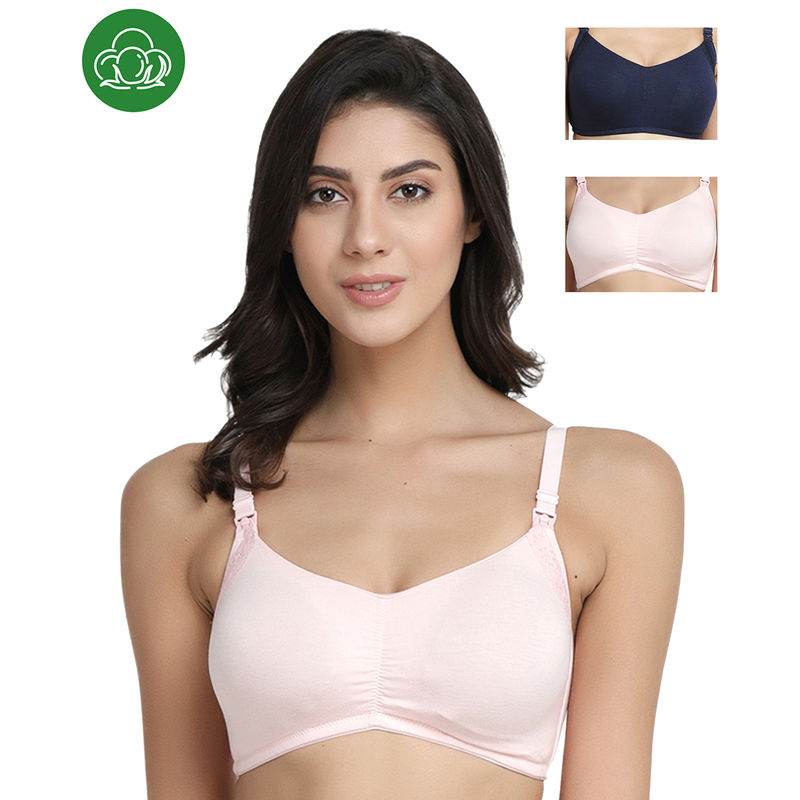 Inner Sense Organic Antimicrobial Soft Feeding Bra with Removable Pads Pack of 3 - Multi-Color (38C)