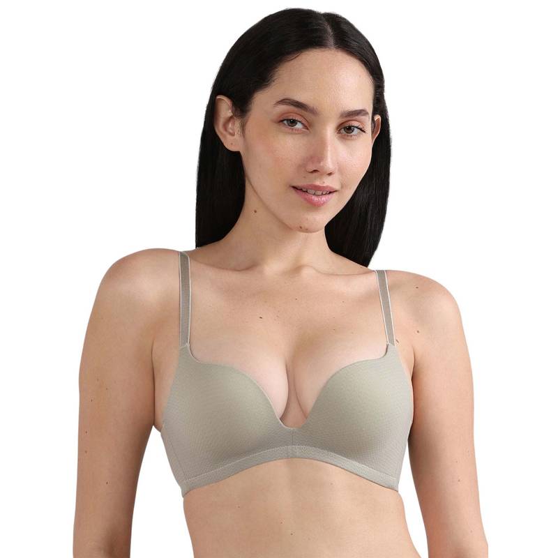 Wacoal Womens Dreamy Curve Padded Non-Wired Everyday Wear Push-Up Bra-Grey (32B)