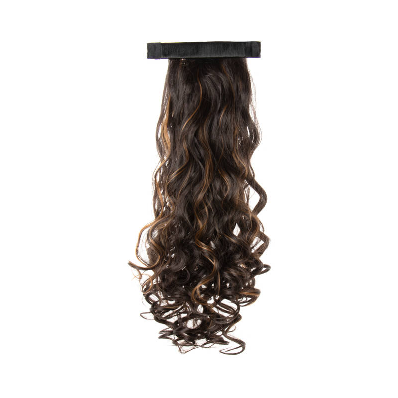 Stasia Street Clip- in Step Curls Pony Tail Hair Extension - Golden Highlights