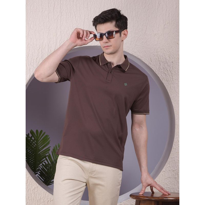 CRIMSOUNE CLUB Men Brown Polo T-Shirt (S)