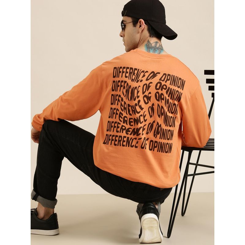 Difference of Opinion Orange Typographic Oversized T-Shirt (S)