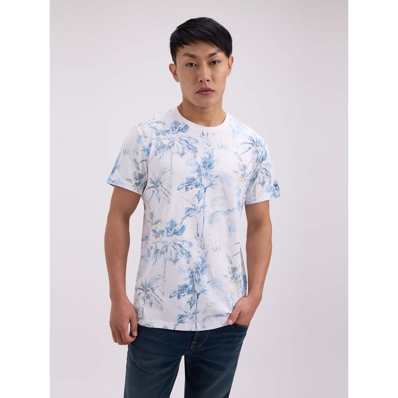 Pepe Jeans Men White Graphic Print Half Sleeves T-Shirt (M)