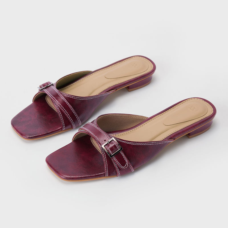 Buy Twenty Dresses by Nykaa Fashion Maroon Square Toe Belt Detail