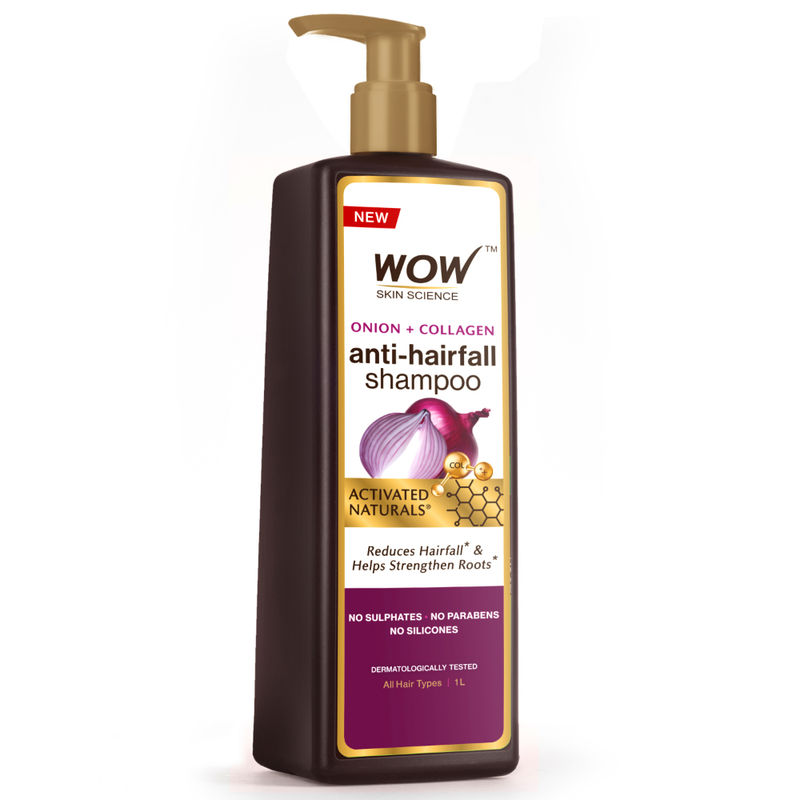 WOW Skin Science Activated Naturals Onion + Collagen Anti-Hairfall & Strengthening Roots Shampoo