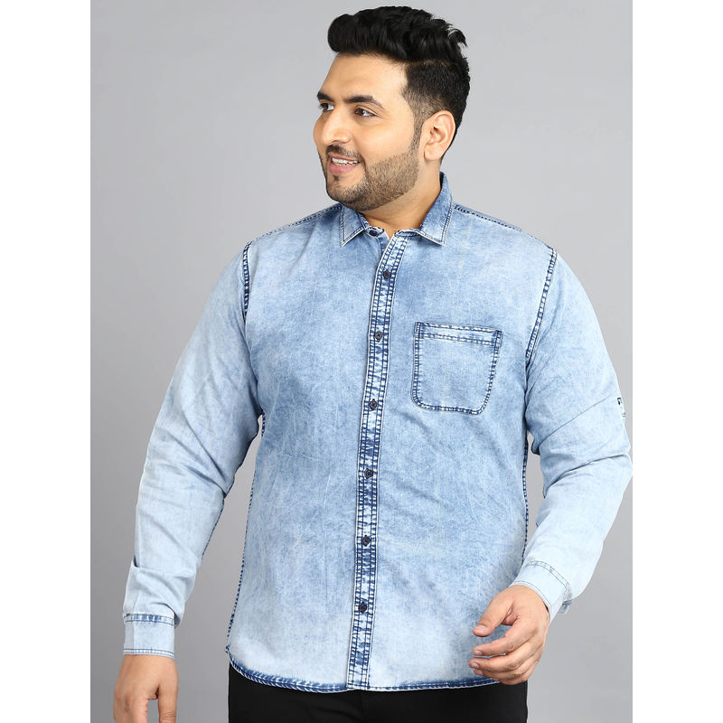 Ice Blue Short Sleeve Denim Shirt