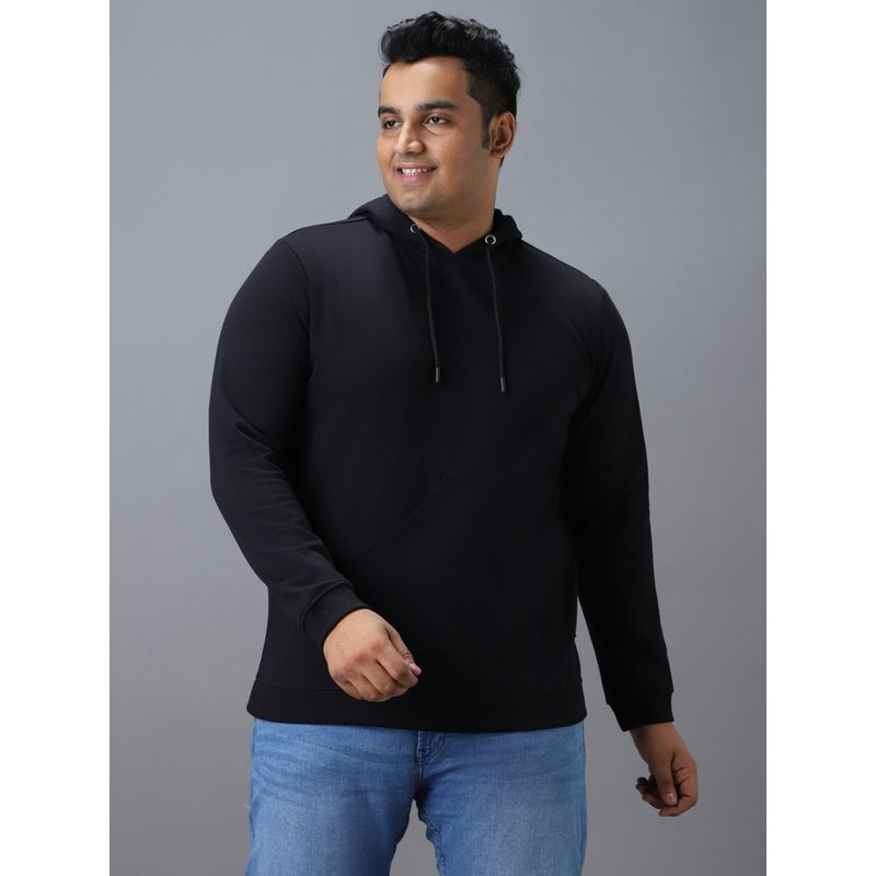 Urbano Plus Men's Black Cotton Solid Hooded Neck Sweatshirt (4XL)