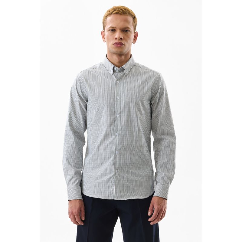 Snitch Men Polyester Blend Stripes Slim Fit Collar Neck Black Casual Shirt (XS)