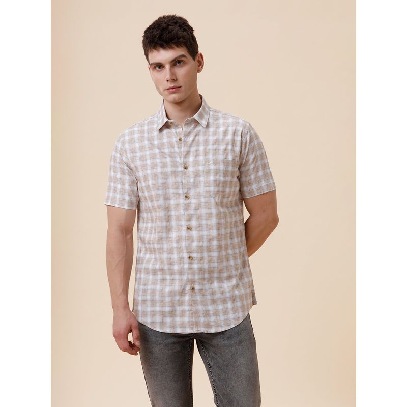 Crocodile Men Cotton Blend Checks Regular Fit Collar Neck Multi-Color Casual Shirt (39)