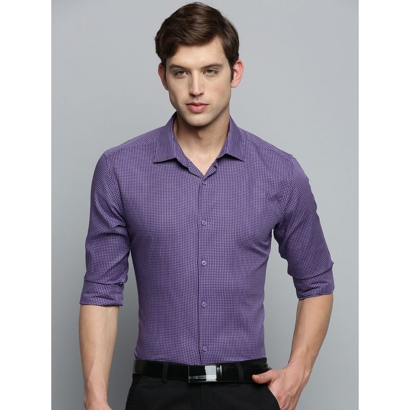 SHOWOFF Men's Spread Collar Checked Violet Classic Shirt (M)