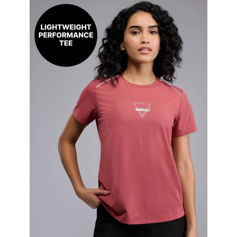 Kica Lightweight Breathable Performance RunLite Tee with Tape and Graphic Detail KIC058 Mauve (XS)