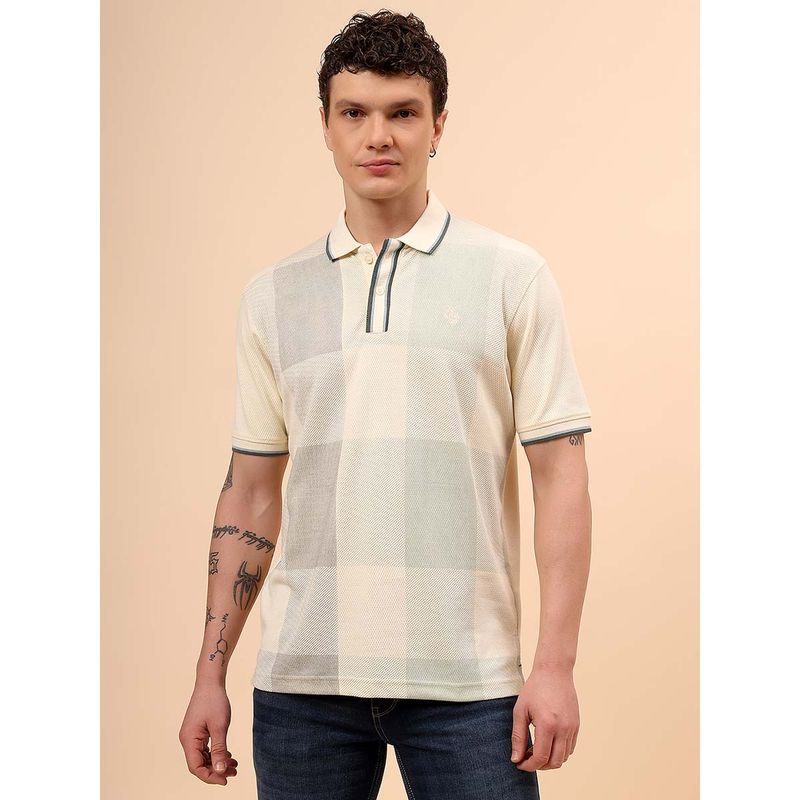 Cantabil Men Cream Regular Fit Polo T-Shirt (M)