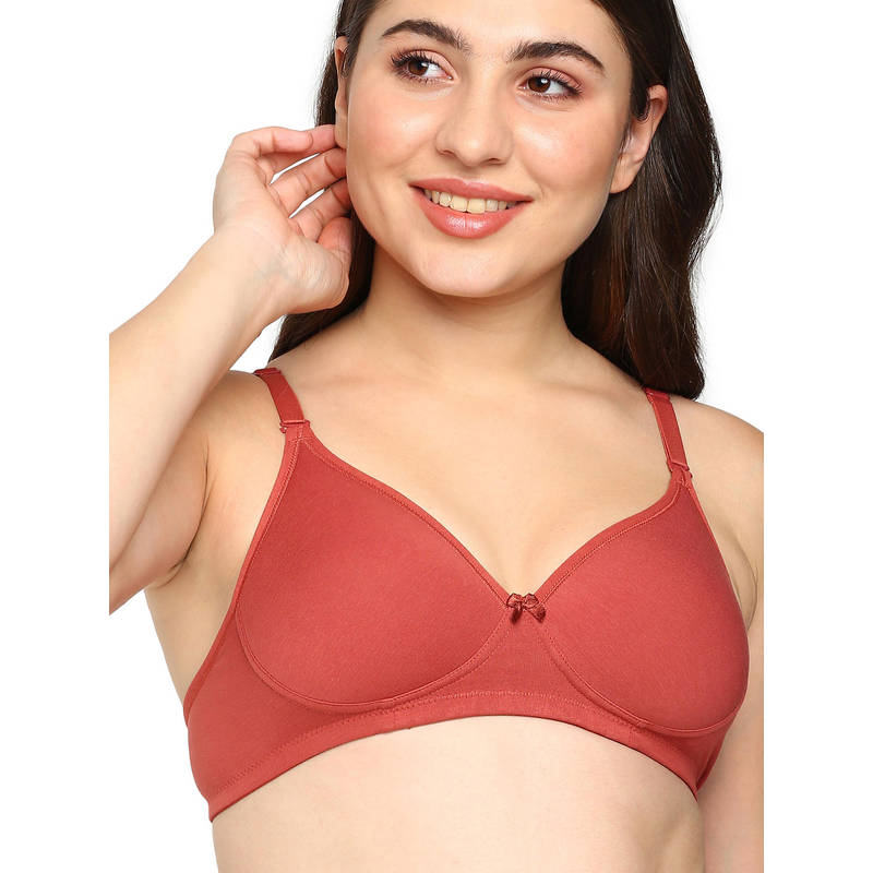 BLOSSOM Womens Cotton Soft Bra With Light Padded Cups With Adjustable Straps Rust (38C)