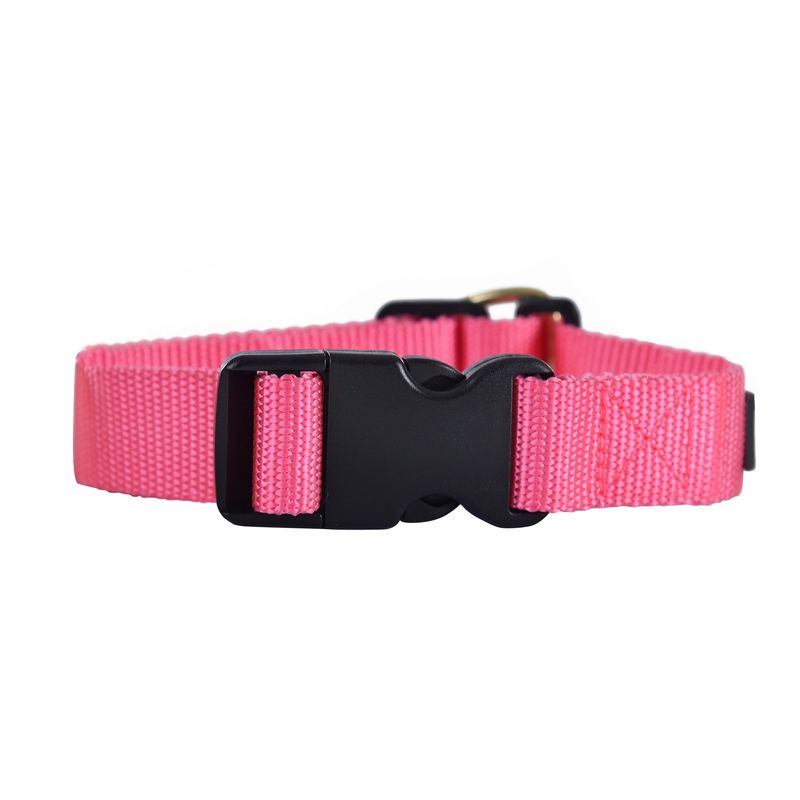 Heads Up For Tails Classic Nylon Dog Collar - Pink (Large)