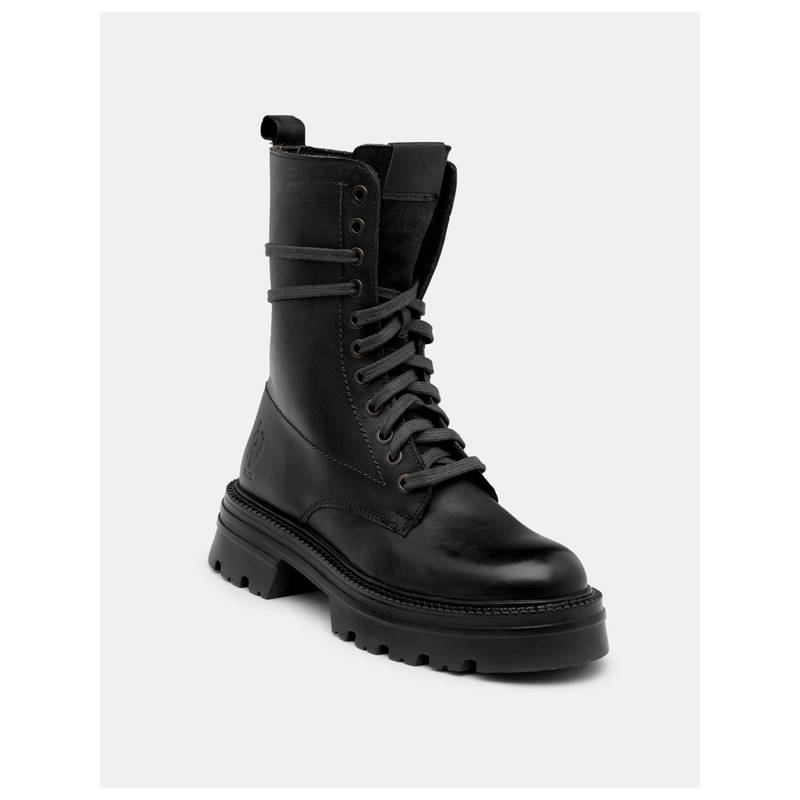 U.S. POLO ASSN. Womens Virelle Black Round Toe Lace Ups Combat Boots (UK 6)