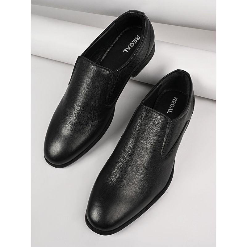 REGAL Black Mens Formal Classic Leather Slip On Loafers (UK 8)