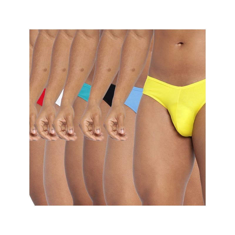 BASIICS by La Intimo Men Multi-Color Cotton/Elastane Ultra-Soft Classic Briefs (Pack of 6) (2XL)