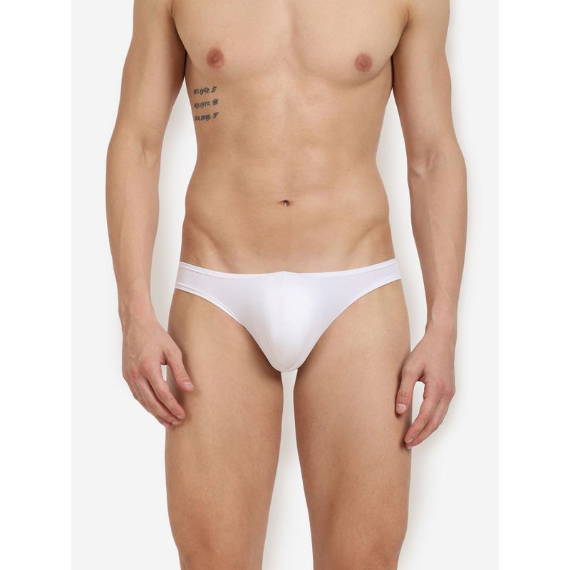BASIICS by La Intimo Men White Poly/Spandex Semi-Seamless Featherlight Brief (2XL)