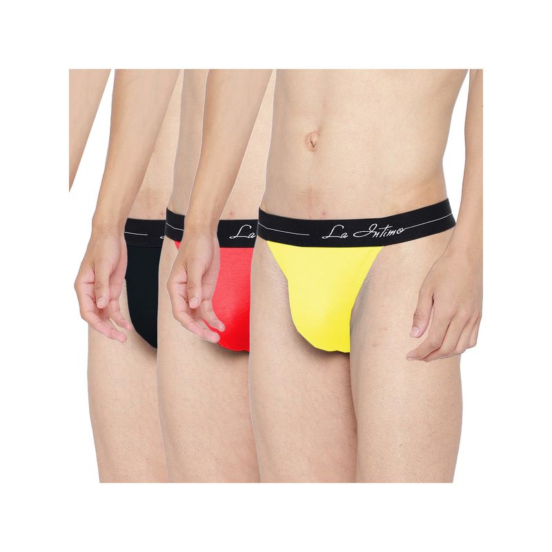 La Intimo Men Multi-Color Elastaneprime Thong Briefs (Pack of 3) (3XL)