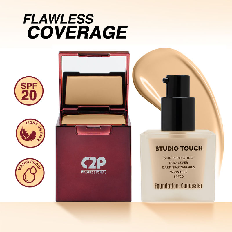 C2P Pro Studio Foundation & Concealer Duo | Full Coverage, Long Wear Matte