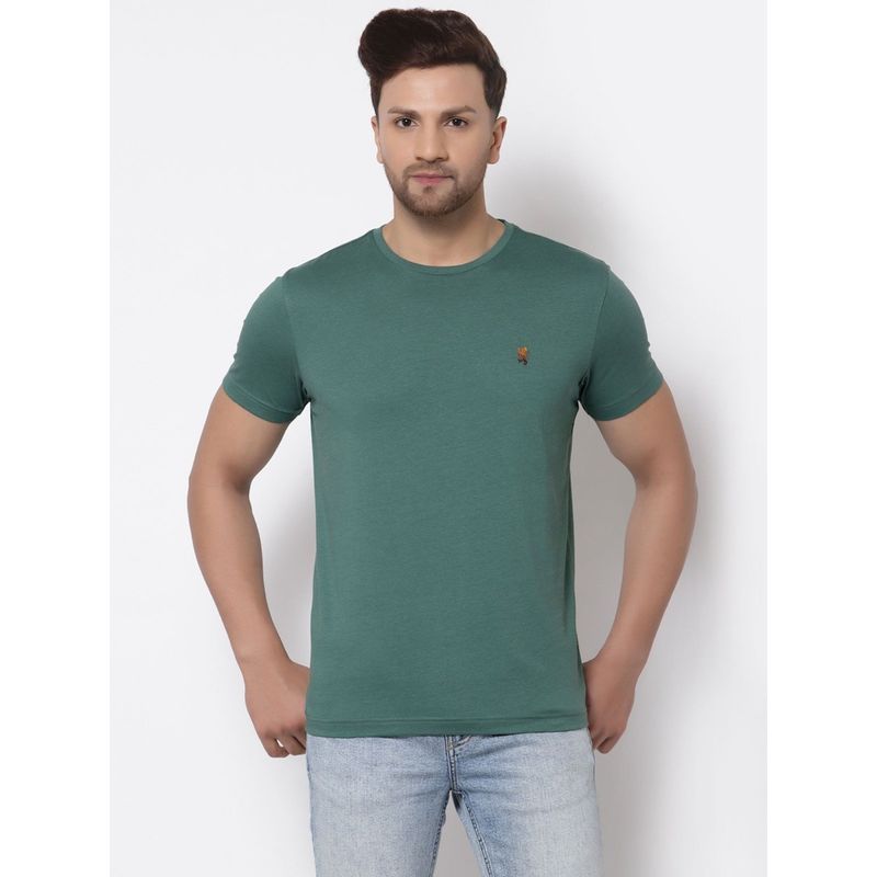 Red Tape Men Green Solid T-Shirt (M)