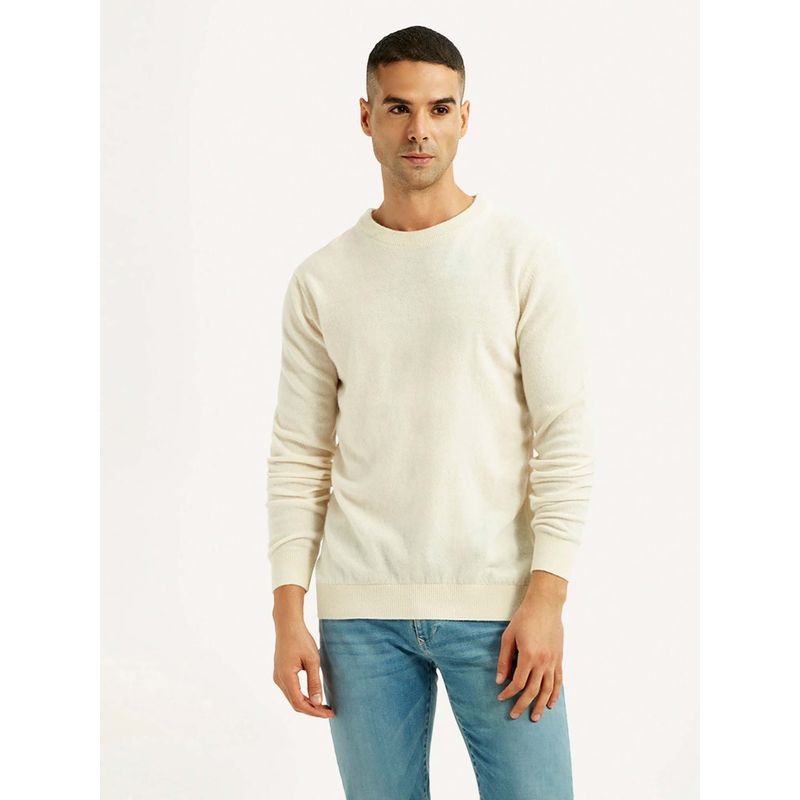 Levi's Cream Wool Blend Full Sleeves Sweatshirt (M)