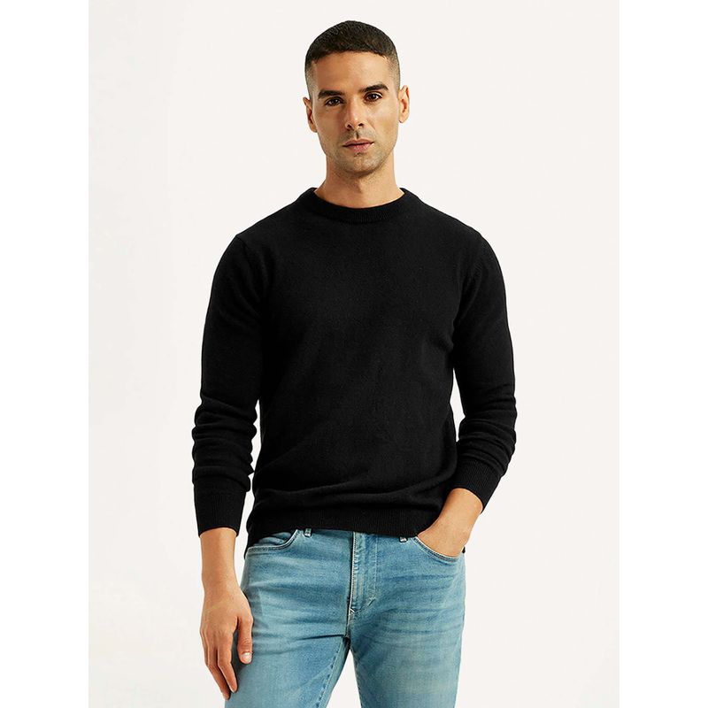 Levi's Black Wool Blend Full Sleeves Sweater (M)