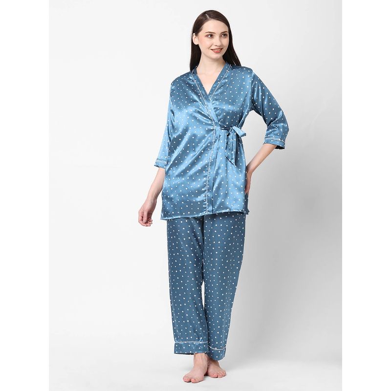 Buy Sweet Dreams Women Robe Printed Inner with Pyjama (Set of 3) Online