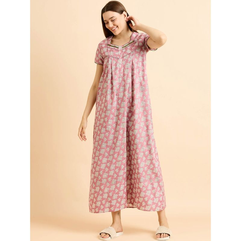 Sweet Dreams Women Printed Night Dress (M)