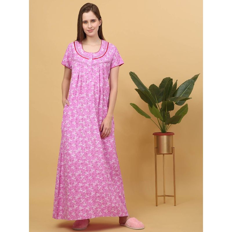 Zeyo Women's Cotton Nursing Night Dress - All Over Print, Knee Length, Navy Blue, X-Large - View #7