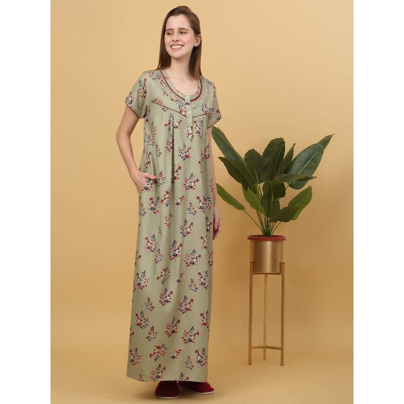 Sweet Dreams Women Printed Full Length Night Dress (M)