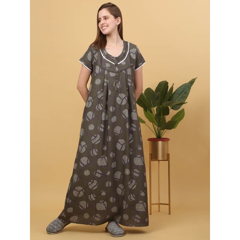 Sweet Dreams Women Printed Full Length Night Dress (L)