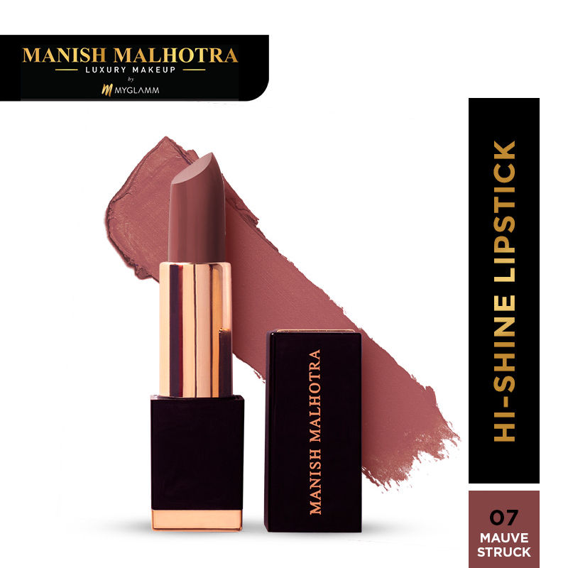 Manish Malhotra Hi Shine Lipstick -Long Lasting, Uvb Protected, Glossy Finish - Mauve Struck
