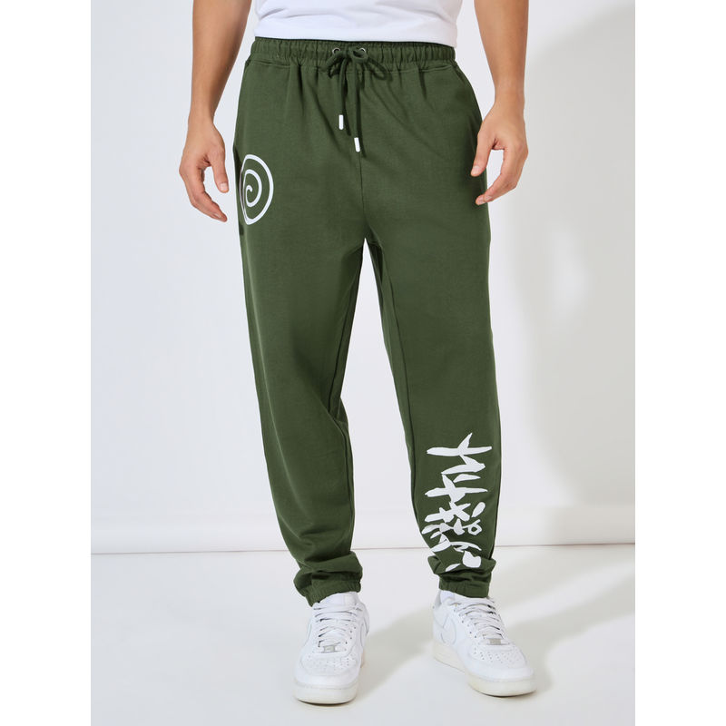 Styli Men Green Naruto Shippuden Graphic Character Oversize Joggers (L)