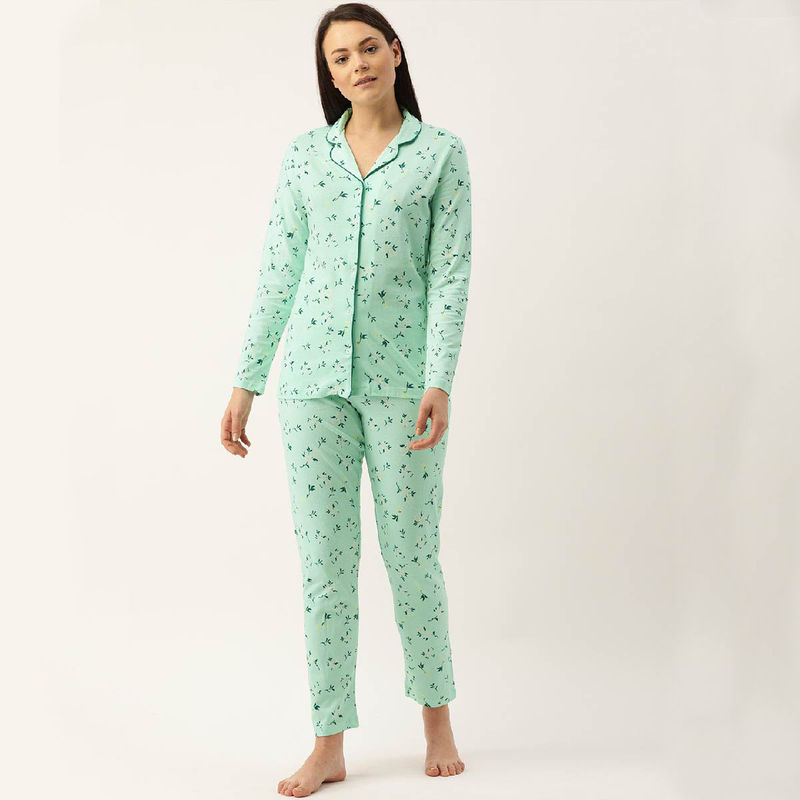 mackly Women Printed Night Suit - Green (L)