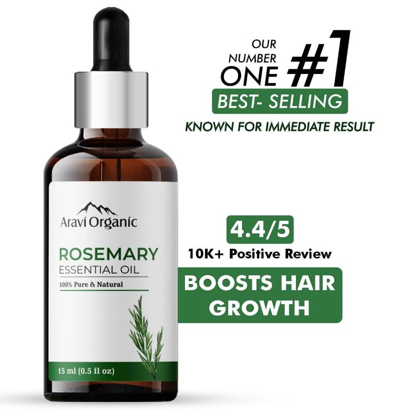 Aravi Organic 100% Pure Rosemary Essential Oil for Hair Growth, Hair Nourishment & Skin Care