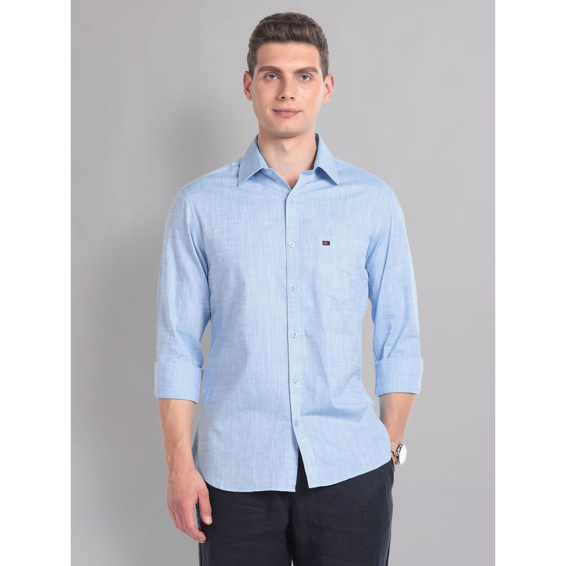 AD By Arvind Solid Patterned Slim Fit Summer Shirt (40)