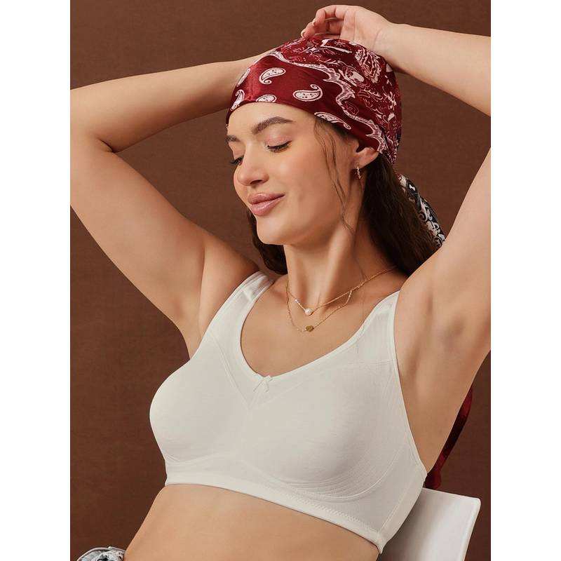 Clovia Cotton Solid Non-Padded Full Cup Wire Free Everyday Bra - White (32F)