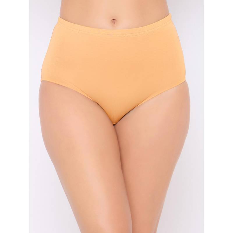 Clovia Beige Cotton High Waist Inner Elastic Hipster Panty (M)