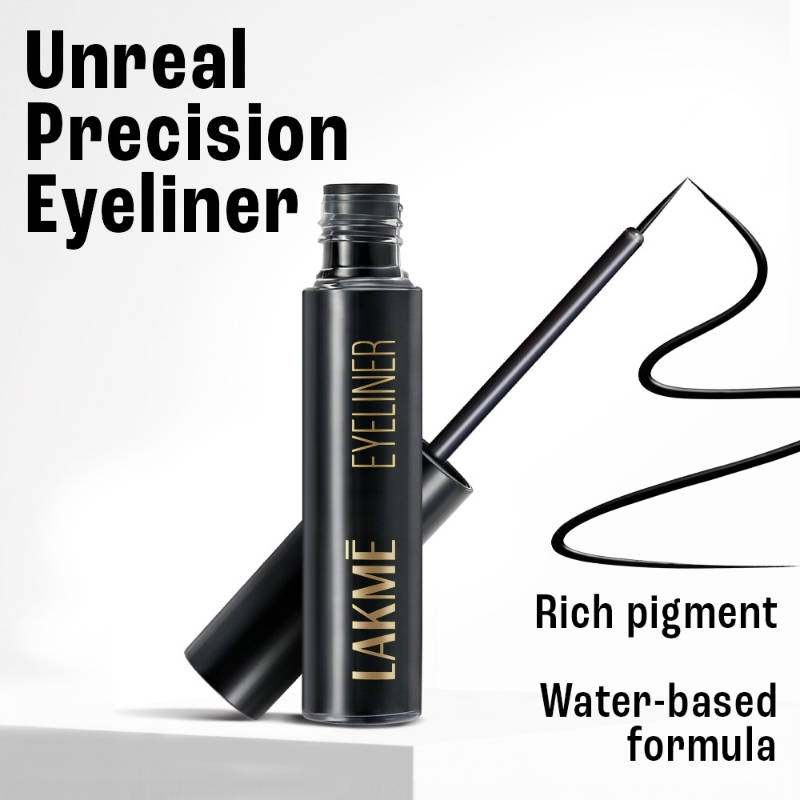 Lakme Unreal Precision Liquid Eye Liner Lightweight & Smudgeproof Eye Liner , Black