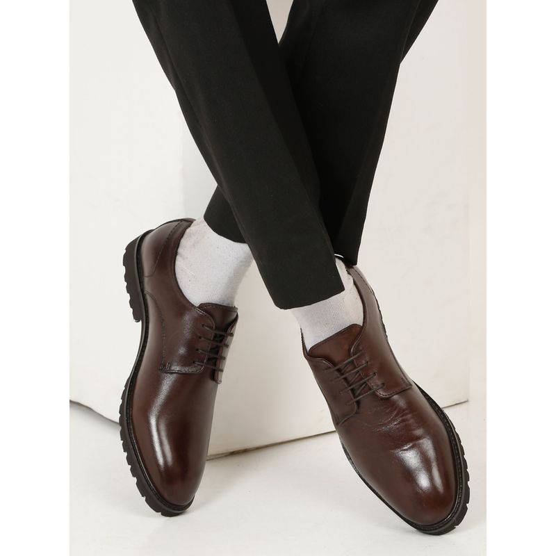 Teakwood Mens Brown Leather Formal Derbies (EURO 41)