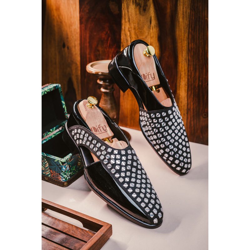 NR BY NIDHI RATHI Men Mirror Peshawari Loafers Grey (EURO 45)