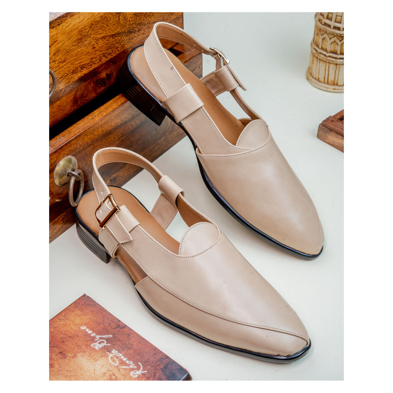 NR BY NIDHI RATHI Men Leather Comfort Sandals Cream (EURO 39)