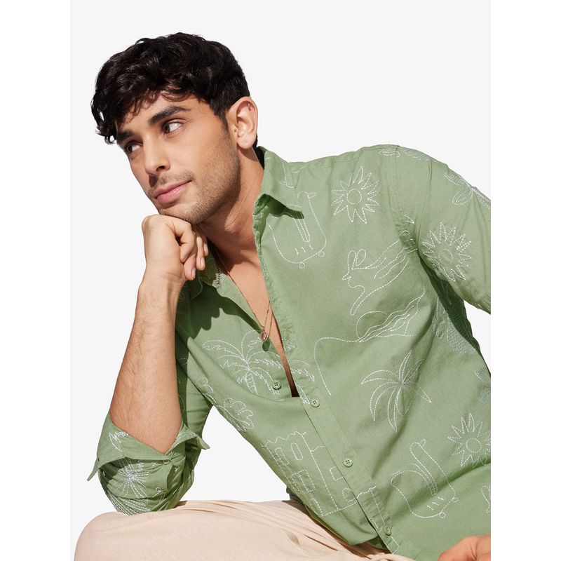 The Souled Store Official Originals Summer Vibe Green Shirt (2XL)