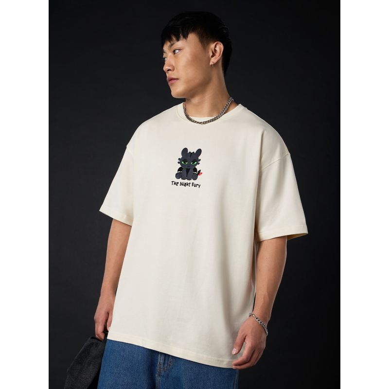 The Souled Store Official HTTYD: Night Fury Chibi Men Oversized T-Shirt (2XL)