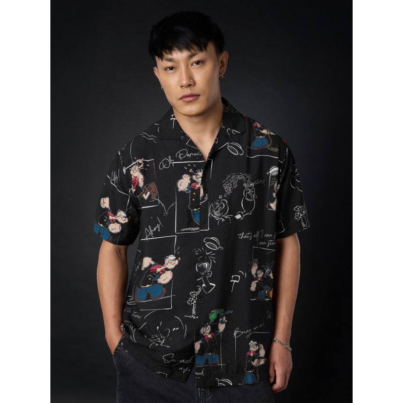 The Souled Store Popeye: Scribble Black Shirt (L)
