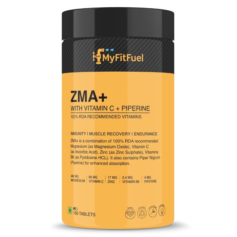 MyFitFuel ZMA+ Zinc, Magnesium, Vitamin B6 with Vitamin C & Piperine(180 Tablets)